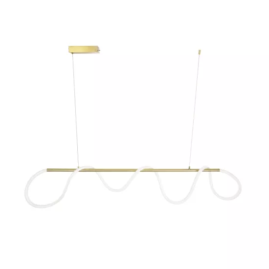 kelvo® GLOW KLV-101-0167 Κρεμαστό Φωτιστικό Οροφής LED 45W 4500lm 360° AC 220-240V IP20 Ρυθμιζόμενο Λευκό CCT με Χειριστήριο από 2700K έως 6000K Dimmable - Lumileds SMD Chip - Χρυσό Πλατίνα - Μ180 x Π30 x Υ40cm - 3 Χρόνια Εγγύηση