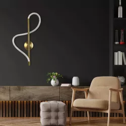 kelvo® GLOW KLV-101-0168 Φωτιστικό Τοίχου / Απλίκα LED 24W 2400lm 360° AC 220-240V IP20 Ρυθμιζόμενο Λευκό CCT με On/Off 2700K/4500K/6000K - Lumileds SMD Chip - Χρυσό Πλατίνα - Μ30 x Π15 x Υ70cm - 3 Χρόνια Εγγύηση