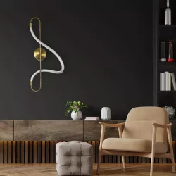 kelvo® GLOW KLV-101-0169 Φωτιστικό Τοίχου / Απλίκα LED 18W 1800lm 360° AC 220-240V IP20 Ρυθμιζόμενο Λευκό CCT με On/Off 2700K/4500K/6000K - Lumileds SMD Chip - Χρυσό Πλατίνα - Μ30 x Π15 x Υ70cm - 3 Χρόνια Εγγύηση