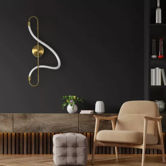 kelvo® GLOW KLV-101-0169 Φωτιστικό Τοίχου / Απλίκα LED 18W 1800lm 360° AC 220-240V IP20 Ρυθμιζόμενο Λευκό CCT με On/Off 2700K/4500K/6000K - Lumileds SMD Chip - Χρυσό Πλατίνα - Μ30 x Π15 x Υ70cm - 3 Χρόνια Εγγύηση