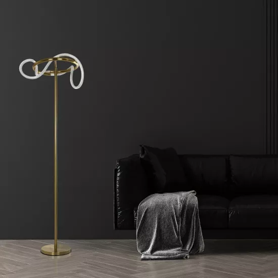 kelvo® GLOW KLV-101-0174 Επιδαπέδιο Φωτιστικό LED 30W 3000lm 360° AC 220-240V IP20 Ρυθμιζόμενο Λευκό CCT με Αφή 2700K/4500K/6000K Dimmable - Lumileds SMD Chip - Χρυσό Πλατίνα - Μ45 x Π45 x Υ160cm - 3 Χρόνια Εγγύηση