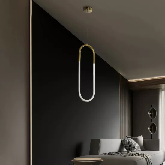 kelvo® GLOW KLV-101-0176 Κρεμαστό Φωτιστικό Οροφής LED 18W 1800lm 360° AC 220-240V IP20 Ρυθμιζόμενο Λευκό CCT με On/Off 2700K/4500K/6000K - Lumileds SMD Chip - Χρυσό Πλατίνα - Μ20 x Π2.5 x Υ60cm - 3 Χρόνια Εγγύηση