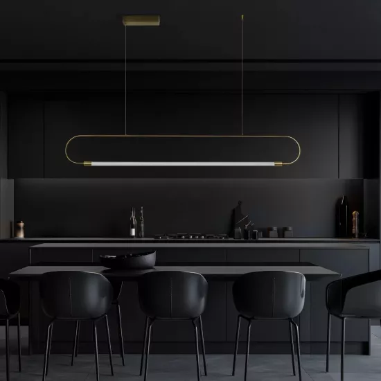 kelvo® GLOW KLV-101-0177 Κρεμαστό Φωτιστικό Οροφής LED 15W 1500lm 360° AC 220-240V IP20 Ρυθμιζόμενο Λευκό CCT με Χειριστήριο από 2700K έως 6000K Dimmable - Lumileds SMD Chip - Χρυσό Πλατίνα - Μ120 x Π3 x Υ17cm - 3 Χρόνια Εγγύηση