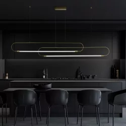 kelvo® GLOW KLV-101-0178 Κρεμαστό Φωτιστικό Οροφής LED 28W 2800lm 360° AC 220-240V IP20 Ρυθμιζόμενο Λευκό CCT με Χειριστήριο από 2700K έως 6000K Dimmable - Lumileds SMD Chip - Χρυσό Πλατίνα - Μ167 x Π7 x Υ24cm - 3 Χρόνια Εγγύηση