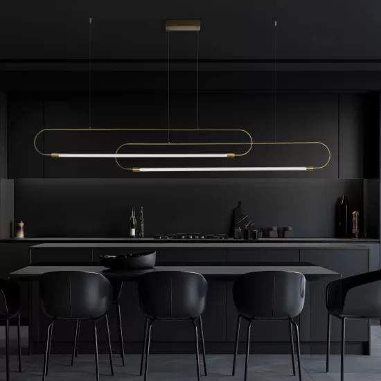 kelvo® GLOW KLV-101-0178 Κρεμαστό Φωτιστικό Οροφής LED 28W 2800lm 360° AC 220-240V IP20 Ρυθμιζόμενο Λευκό CCT με Χειριστήριο από 2700K έως 6000K Dimmable - Lumileds SMD Chip - Χρυσό Πλατίνα - Μ167 x Π7 x Υ24cm - 3 Χρόνια Εγγύηση