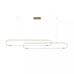 kelvo® GLOW KLV-101-0178 Κρεμαστό Φωτιστικό Οροφής LED 28W 2800lm 360° AC 220-240V IP20 Ρυθμιζόμενο Λευκό CCT με Χειριστήριο από 2700K έως 6000K Dimmable - Lumileds SMD Chip - Χρυσό Πλατίνα - Μ167 x Π7 x Υ24cm - 3 Χρόνια Εγγύηση