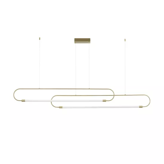 kelvo® GLOW KLV-101-0178 Κρεμαστό Φωτιστικό Οροφής LED 28W 2800lm 360° AC 220-240V IP20 Ρυθμιζόμενο Λευκό CCT με Χειριστήριο από 2700K έως 6000K Dimmable - Lumileds SMD Chip - Χρυσό Πλατίνα - Μ167 x Π7 x Υ24cm - 3 Χρόνια Εγγύηση