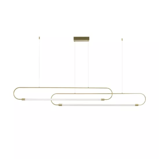 kelvo® GLOW KLV-101-0178 Κρεμαστό Φωτιστικό Οροφής LED 28W 2800lm 360° AC 220-240V IP20 Ρυθμιζόμενο Λευκό CCT με Χειριστήριο από 2700K έως 6000K Dimmable - Lumileds SMD Chip - Χρυσό Πλατίνα - Μ167 x Π7 x Υ24cm - 3 Χρόνια Εγγύηση