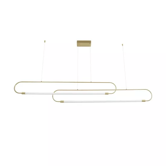 kelvo® GLOW KLV-101-0178 Κρεμαστό Φωτιστικό Οροφής LED 28W 2800lm 360° AC 220-240V IP20 Ρυθμιζόμενο Λευκό CCT με Χειριστήριο από 2700K έως 6000K Dimmable - Lumileds SMD Chip - Χρυσό Πλατίνα - Μ167 x Π7 x Υ24cm - 3 Χρόνια Εγγύηση