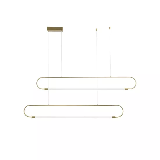 kelvo® GLOW KLV-101-0178 Κρεμαστό Φωτιστικό Οροφής LED 28W 2800lm 360° AC 220-240V IP20 Ρυθμιζόμενο Λευκό CCT με Χειριστήριο από 2700K έως 6000K Dimmable - Lumileds SMD Chip - Χρυσό Πλατίνα - Μ167 x Π7 x Υ24cm - 3 Χρόνια Εγγύηση