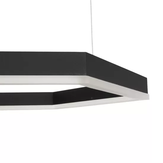 kelvo® LEXAGON KLV-101-0179 Κρεμαστό Φωτιστικό Οροφής LED 120W 12000lm 200° AC 220-240V IP20 Ρυθμιζόμενο Λευκό CCT με Χειριστήριο από 2700K έως 6000K Dimmable - Lumileds SMD Chip - Μαύρο Ματ - Μ110 x Π90 x Υ110cm - 3 Χρόνια Εγγύηση