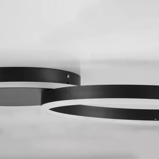 kelvo® VENOM KLV-101-0181 Φωτιστικό Οροφής LED 45W 4500lm 360° AC 220-240V IP20 Ρυθμιζόμενο Λευκό CCT με Χειριστήριο από 2700K έως 6000K Dimmable - Lumileds SMD Chip - Μαύρο Ματ - Μ60 x Π40 x Υ7.5cm - 3 Χρόνια Εγγύηση