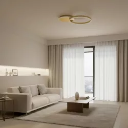 kelvo® VENOM KLV-101-0183 Φωτιστικό Οροφής LED 45W 4500lm 360° AC 220-240V IP20 Ρυθμιζόμενο Λευκό CCT με Χειριστήριο από 2700K έως 6000K Dimmable - Lumileds SMD Chip - Χρυσό Πλατίνα - Μ60 x Π40 x Υ7.5cm - 3 Χρόνια Εγγύηση