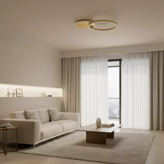 kelvo® VENOM KLV-101-0183 Φωτιστικό Οροφής LED 45W 4500lm 360° AC 220-240V IP20 Ρυθμιζόμενο Λευκό CCT με Χειριστήριο από 2700K έως 6000K Dimmable - Lumileds SMD Chip - Χρυσό Πλατίνα - Μ60 x Π40 x Υ7.5cm - 3 Χρόνια Εγγύηση