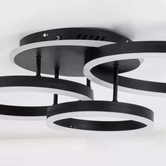 kelvo® VENOM KLV-101-0184 Φωτιστικό Οροφής LED 100W 10000lm 360° AC 220-240V IP20 Ρυθμιζόμενο Λευκό CCT με Χειριστήριο από 2700K έως 6000K Dimmable - Lumileds SMD Chip - Μαύρο Ματ - Μ70 x Π40 x Υ16cm - 3 Χρόνια Εγγύηση