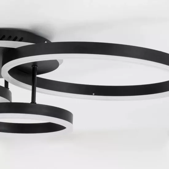 kelvo® VENOM KLV-101-0184 Φωτιστικό Οροφής LED 100W 10000lm 360° AC 220-240V IP20 Ρυθμιζόμενο Λευκό CCT με Χειριστήριο από 2700K έως 6000K Dimmable - Lumileds SMD Chip - Μαύρο Ματ - Μ70 x Π40 x Υ16cm - 3 Χρόνια Εγγύηση