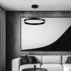 kelvo® VENOM KLV-101-0187 Κρεμαστό Φωτιστικό Οροφής LED 45W 4500lm 120° AC 220-240V IP20 Ρυθμιζόμενο Λευκό CCT με Χειριστήριο από 2700K έως 6000K Dimmable - Lumileds SMD Chip - Μαύρο Ματ - Μ60 x Π60 x Υ6.5cm - 3 Χρόνια Εγγύηση