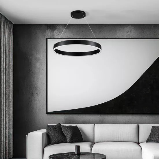 kelvo® VENOM KLV-101-0187 Κρεμαστό Φωτιστικό Οροφής LED 45W 4500lm 120° AC 220-240V IP20 Ρυθμιζόμενο Λευκό CCT με Χειριστήριο από 2700K έως 6000K Dimmable - Lumileds SMD Chip - Μαύρο Ματ - Μ60 x Π60 x Υ6.5cm - 3 Χρόνια Εγγύηση