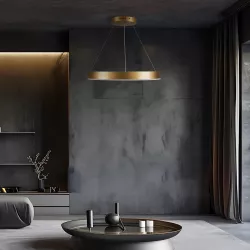 kelvo® VENOM KLV-101-0189 Κρεμαστό Φωτιστικό Οροφής LED 45W 4500lm 120° AC 220-240V IP20 Ρυθμιζόμενο Λευκό CCT με Χειριστήριο από 2700K έως 6000K Dimmable - Lumileds SMD Chip - Χρυσό Πλατίνα - Μ60 x Π60 x Υ6.5cm - 3 Χρόνια Εγγύηση