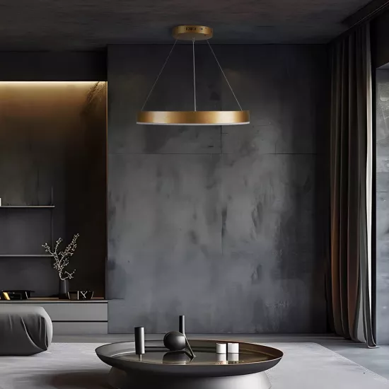 kelvo® VENOM KLV-101-0189 Κρεμαστό Φωτιστικό Οροφής LED 45W 4500lm 120° AC 220-240V IP20 Ρυθμιζόμενο Λευκό CCT με Χειριστήριο από 2700K έως 6000K Dimmable - Lumileds SMD Chip - Χρυσό Πλατίνα - Μ60 x Π60 x Υ6.5cm - 3 Χρόνια Εγγύηση