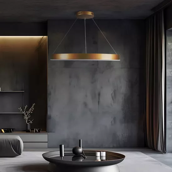 kelvo® VENOM KLV-101-0192 Κρεμαστό Φωτιστικό Οροφής LED 67W 6700lm 120° AC 220-240V IP20 Ρυθμιζόμενο Λευκό CCT με Χειριστήριο από 2700K έως 6000K Dimmable - Lumileds SMD Chip - Χρυσό Πλατίνα - Μ80 x Π80 x Υ6.5cm - 3 Χρόνια Εγγύηση