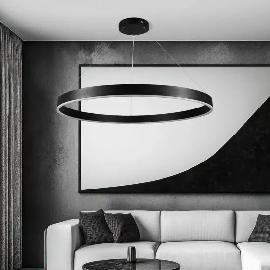 kelvo® VENOM KLV-101-0193 Κρεμαστό Φωτιστικό Οροφής LED 75W 7500lm 120° AC 220-240V IP20 Ρυθμιζόμενο Λευκό CCT με Χειριστήριο από 2700K έως 6000K Dimmable - Lumileds SMD Chip - Μαύρο Ματ - Μ100 x Π100 x Υ6.5cm - 3 Χρόνια Εγγύηση