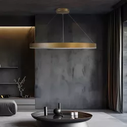 kelvo® VENOM KLV-101-0195 Κρεμαστό Φωτιστικό Οροφής LED 75W 7500lm 120° AC 220-240V IP20 Ρυθμιζόμενο Λευκό CCT με Χειριστήριο από 2700K έως 6000K Dimmable - Lumileds SMD Chip - Χρυσό Πλατίνα - Μ100 x Π100 x Υ6.5cm - 3 Χρόνια Εγγύηση