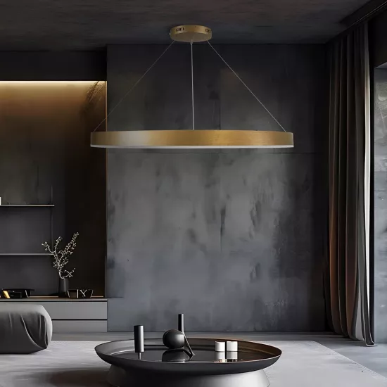 kelvo® VENOM KLV-101-0195 Κρεμαστό Φωτιστικό Οροφής LED 75W 7500lm 120° AC 220-240V IP20 Ρυθμιζόμενο Λευκό CCT με Χειριστήριο από 2700K έως 6000K Dimmable - Lumileds SMD Chip - Χρυσό Πλατίνα - Μ100 x Π100 x Υ6.5cm - 3 Χρόνια Εγγύηση