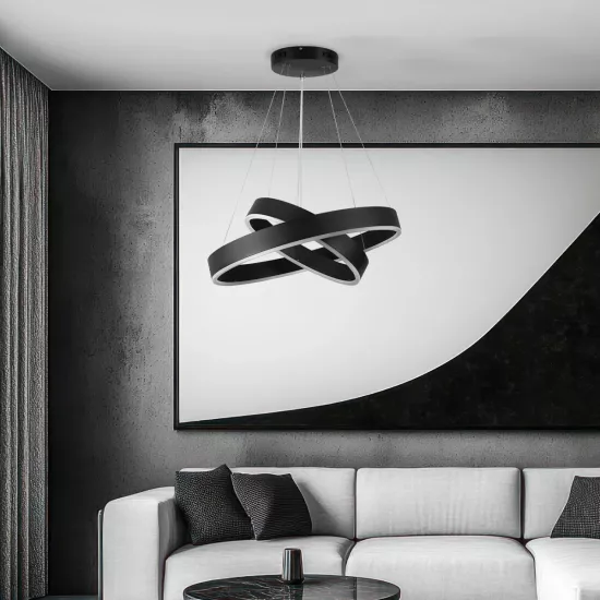 kelvo® VENOM KLV-101-0196-V2 Κρεμαστό Φωτιστικό Οροφής LED 75W 7500lm 120° AC 220-240V IP20 Ρυθμιζόμενο Λευκό CCT με Χειριστήριο από 2700K έως 6000K Dimmable - Lumileds SMD Chip - Μαύρο Ματ - Μ60 x Π60 x Υ40cm - 3 Χρόνια Εγγύηση