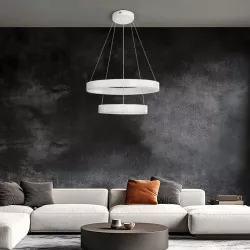 kelvo® VENOM KLV-101-0197 Κρεμαστό Φωτιστικό Οροφής LED 75W 7500lm 120° AC 220-240V IP20 Ρυθμιζόμενο Λευκό CCT με Χειριστήριο από 2700K έως 6000K Dimmable - Lumileds SMD Chip - Λευκό Ματ - Μ60 x Π60 x Υ40cm - 3 Χρόνια Εγγύηση