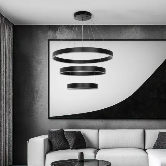 kelvo® VENOM KLV-101-0199 Κρεμαστό Φωτιστικό Οροφής LED 120W 12000lm 120° AC 220-240V IP20 Ρυθμιζόμενο Λευκό CCT με Χειριστήριο από 2700K έως 6000K Dimmable - Lumileds SMD Chip - Μαύρο Ματ - Μ80 x Π80 x Υ80cm - 3 Χρόνια Εγγύηση