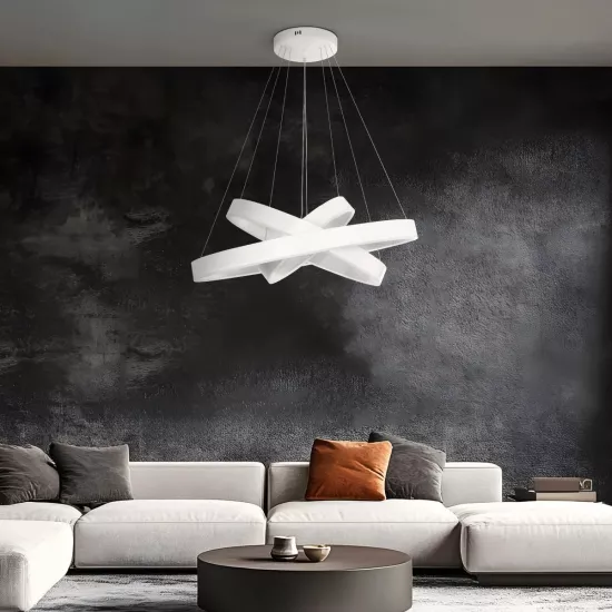 kelvo® VENOM KLV-101-0200-V2 Κρεμαστό Φωτιστικό Οροφής LED 120W 12000lm 120° AC 220-240V IP20 Ρυθμιζόμενο Λευκό CCT με Χειριστήριο από 2700K έως 6000K Dimmable - Lumileds SMD Chip - Λευκό Ματ - Μ80 x Π80 x Υ80cm - 3 Χρόνια Εγγύηση