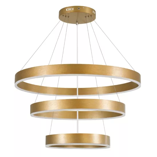 kelvo® VENOM KLV-101-0201 Κρεμαστό Φωτιστικό Οροφής LED 120W 12000lm 120° AC 220-240V IP20 Ρυθμιζόμενο Λευκό CCT με Χειριστήριο από 2700K έως 6000K Dimmable - Lumileds SMD Chip - Χρυσό Πλατίνα - Μ80 x Π80 x Υ80cm - 3 Χρόνια Εγγύηση