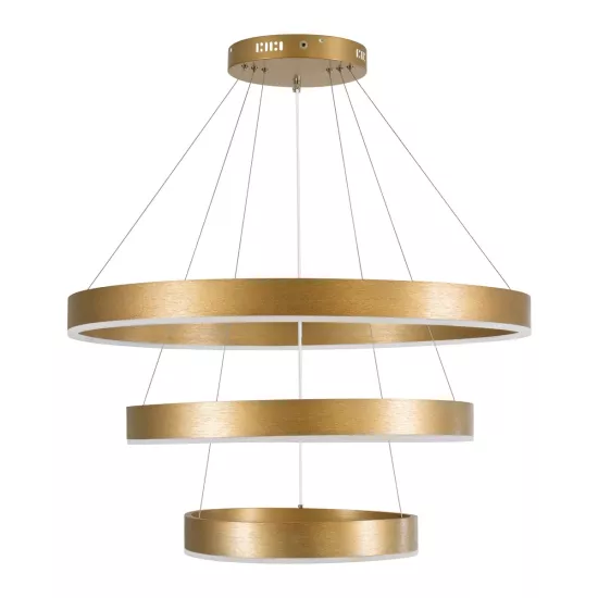 kelvo® VENOM KLV-101-0201 Κρεμαστό Φωτιστικό Οροφής LED 120W 12000lm 120° AC 220-240V IP20 Ρυθμιζόμενο Λευκό CCT με Χειριστήριο από 2700K έως 6000K Dimmable - Lumileds SMD Chip - Χρυσό Πλατίνα - Μ80 x Π80 x Υ80cm - 3 Χρόνια Εγγύηση