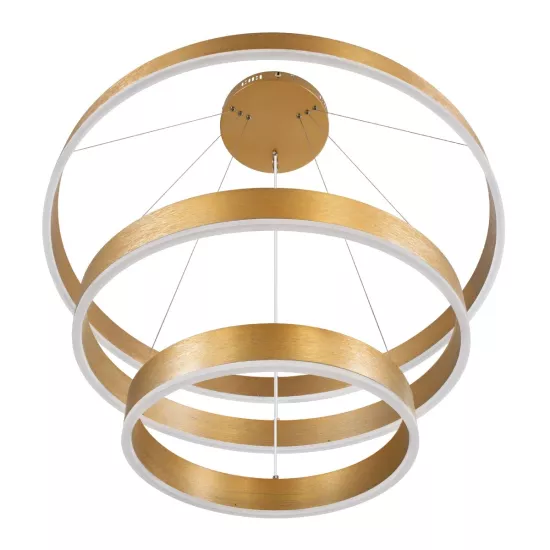 kelvo® VENOM KLV-101-0201 Κρεμαστό Φωτιστικό Οροφής LED 120W 12000lm 120° AC 220-240V IP20 Ρυθμιζόμενο Λευκό CCT με Χειριστήριο από 2700K έως 6000K Dimmable - Lumileds SMD Chip - Χρυσό Πλατίνα - Μ80 x Π80 x Υ80cm - 3 Χρόνια Εγγύηση