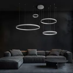 kelvo® VENOM KLV-101-0203 Κρεμαστό Φωτιστικό Οροφής LED 150W 15000lm 120° AC 220-240V IP20 Ρυθμιζόμενο Λευκό CCT με Χειριστήριο από 2700K έως 6000K Dimmable - Lumileds SMD Chip - Λευκό Ματ - Μ150 x Π90 x Υ60cm - 3 Χρόνια Εγγύηση