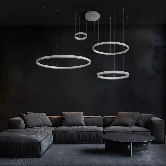 kelvo® VENOM KLV-101-0203 Κρεμαστό Φωτιστικό Οροφής LED 150W 15000lm 120° AC 220-240V IP20 Ρυθμιζόμενο Λευκό CCT με Χειριστήριο από 2700K έως 6000K Dimmable - Lumileds SMD Chip - Λευκό Ματ - Μ150 x Π90 x Υ60cm - 3 Χρόνια Εγγύηση