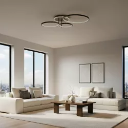 kelvo® NEMESIS KLV-101-0205 Φωτιστικό Οροφής LED 98W 9800lm 360° AC 220-240V IP20 Ρυθμιζόμενο Λευκό CCT με Χειριστήριο από 2700K έως 6000K Dimmable - Lumileds SMD Chip - Μαύρο Ματ - Μ89 x Π60 x Υ19cm - 3 Χρόνια Εγγύηση