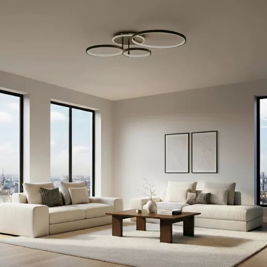 kelvo® NEMESIS KLV-101-0205 Φωτιστικό Οροφής LED 98W 9800lm 360° AC 220-240V IP20 Ρυθμιζόμενο Λευκό CCT με Χειριστήριο από 2700K έως 6000K Dimmable - Lumileds SMD Chip - Μαύρο Ματ - Μ89 x Π60 x Υ19cm - 3 Χρόνια Εγγύηση