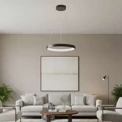 kelvo® NEMESIS KLV-101-0208 Κρεμαστό Φωτιστικό Οροφής LED 45W 4500lm 180° AC 220-240V IP20 Ρυθμιζόμενο Λευκό CCT με Χειριστήριο από 2700K έως 6000K Dimmable - Lumileds SMD Chip - Μαύρο Ματ - Μ60 x Π60 x Υ4cm - 3 Χρόνια Εγγύηση