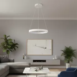 kelvo® NEMESIS KLV-101-0209 Κρεμαστό Φωτιστικό Οροφής LED 45W 4500lm 180° AC 220-240V IP20 Ρυθμιζόμενο Λευκό CCT με Χειριστήριο από 2700K έως 6000K Dimmable - Lumileds SMD Chip - Λευκό Ματ - Μ60 x Π60 x Υ4cm - 3 Χρόνια Εγγύηση