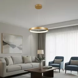 kelvo® NEMESIS KLV-101-0210 Κρεμαστό Φωτιστικό Οροφής LED 45W 4500lm 180° AC 220-240V IP20 Ρυθμιζόμενο Λευκό CCT με Χειριστήριο από 2700K έως 6000K Dimmable - Lumileds SMD Chip - Χρυσό Πλατίνα - Μ60 x Π60 x Υ4cm - 3 Χρόνια Εγγύηση