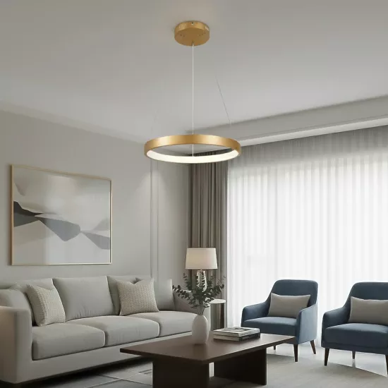 kelvo® NEMESIS KLV-101-0210 Κρεμαστό Φωτιστικό Οροφής LED 45W 4500lm 180° AC 220-240V IP20 Ρυθμιζόμενο Λευκό CCT με Χειριστήριο από 2700K έως 6000K Dimmable - Lumileds SMD Chip - Χρυσό Πλατίνα - Μ60 x Π60 x Υ4cm - 3 Χρόνια Εγγύηση