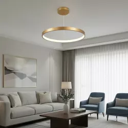 kelvo® NEMESIS KLV-101-0213 Κρεμαστό Φωτιστικό Οροφής LED 67W 6700lm 180° AC 220-240V IP20 Ρυθμιζόμενο Λευκό CCT με Χειριστήριο από 2700K έως 6000K Dimmable - Lumileds SMD Chip - Χρυσό Πλατίνα - Μ80 x Π80 x Υ4cm - 3 Χρόνια Εγγύηση