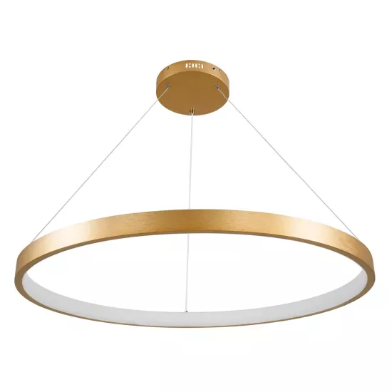 kelvo® NEMESIS KLV-101-0213 Κρεμαστό Φωτιστικό Οροφής LED 67W 6700lm 180° AC 220-240V IP20 Ρυθμιζόμενο Λευκό CCT με Χειριστήριο από 2700K έως 6000K Dimmable - Lumileds SMD Chip - Χρυσό Πλατίνα - Μ80 x Π80 x Υ4cm - 3 Χρόνια Εγγύηση