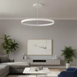 kelvo® NEMESIS KLV-101-0215 Κρεμαστό Φωτιστικό Οροφής LED 75W 7500lm 180° AC 220-240V IP20 Ρυθμιζόμενο Λευκό CCT με Χειριστήριο από 2700K έως 6000K Dimmable - Lumileds SMD Chip - Λευκό Ματ - Μ100 x Π100 x Υ4cm - 3 Χρόνια Εγγύηση