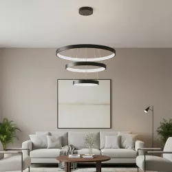 kelvo® NEMESIS KLV-101-0217 Κρεμαστό Φωτιστικό Οροφής LED 100W 10000lm 180° AC 220-240V IP20 Ρυθμιζόμενο Λευκό CCT με Χειριστήριο από 2700K έως 6000K Dimmable - Lumileds SMD Chip - Μαύρο Ματ - Μ60 x Π60 x Υ60cm - 3 Χρόνια Εγγύηση