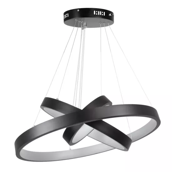 kelvo® NEMESIS KLV-101-0217 Κρεμαστό Φωτιστικό Οροφής LED 100W 10000lm 180° AC 220-240V IP20 Ρυθμιζόμενο Λευκό CCT με Χειριστήριο από 2700K έως 6000K Dimmable - Lumileds SMD Chip - Μαύρο Ματ - Μ60 x Π60 x Υ60cm - 3 Χρόνια Εγγύηση