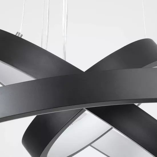 kelvo® NEMESIS KLV-101-0217 Κρεμαστό Φωτιστικό Οροφής LED 100W 10000lm 180° AC 220-240V IP20 Ρυθμιζόμενο Λευκό CCT με Χειριστήριο από 2700K έως 6000K Dimmable - Lumileds SMD Chip - Μαύρο Ματ - Μ60 x Π60 x Υ60cm - 3 Χρόνια Εγγύηση