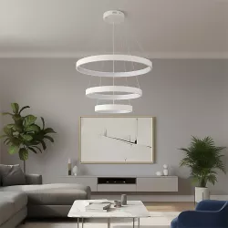 kelvo® NEMESIS KLV-101-0218 Κρεμαστό Φωτιστικό Οροφής LED 100W 10000lm 180° AC 220-240V IP20 Ρυθμιζόμενο Λευκό CCT με Χειριστήριο από 2700K έως 6000K Dimmable - Lumileds SMD Chip - Λευκό Ματ - Μ60 x Π60 x Υ60cm - 3 Χρόνια Εγγύηση